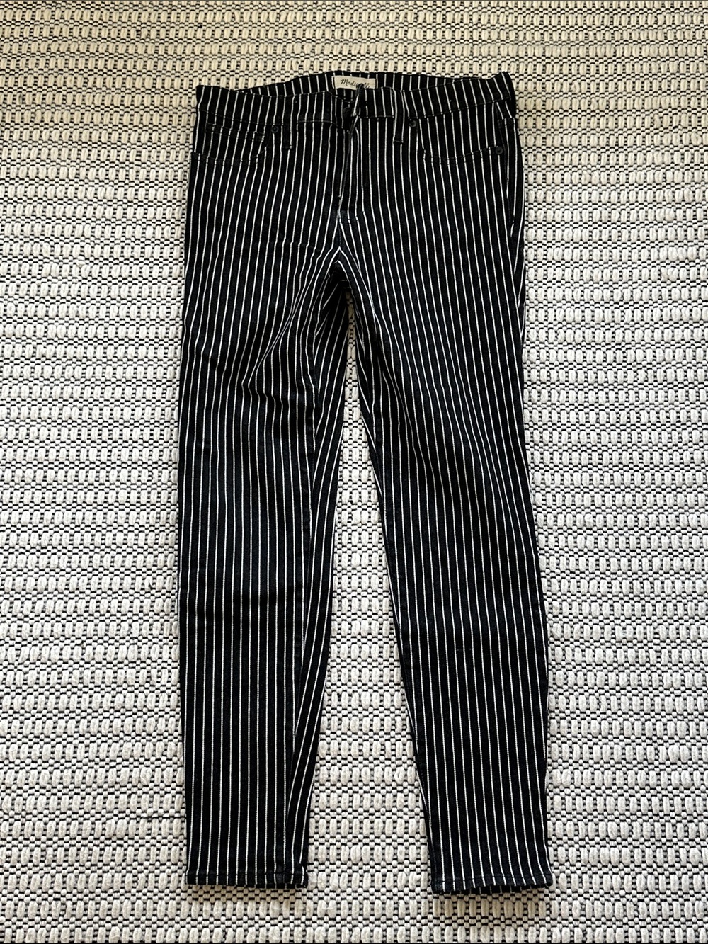 Madewell Black with White Pinstripe Women’s Skinny Jeans